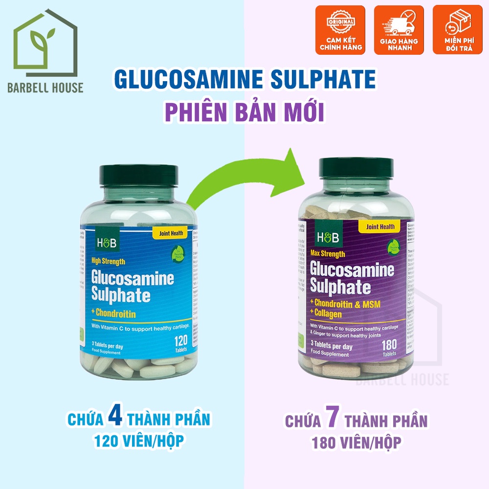 Viên uống bổ xương khớp  - hỗ trợ điều trị thoái hóa, đau khớp cho người lớn tuổi, dân văn phòng, 180 viên
