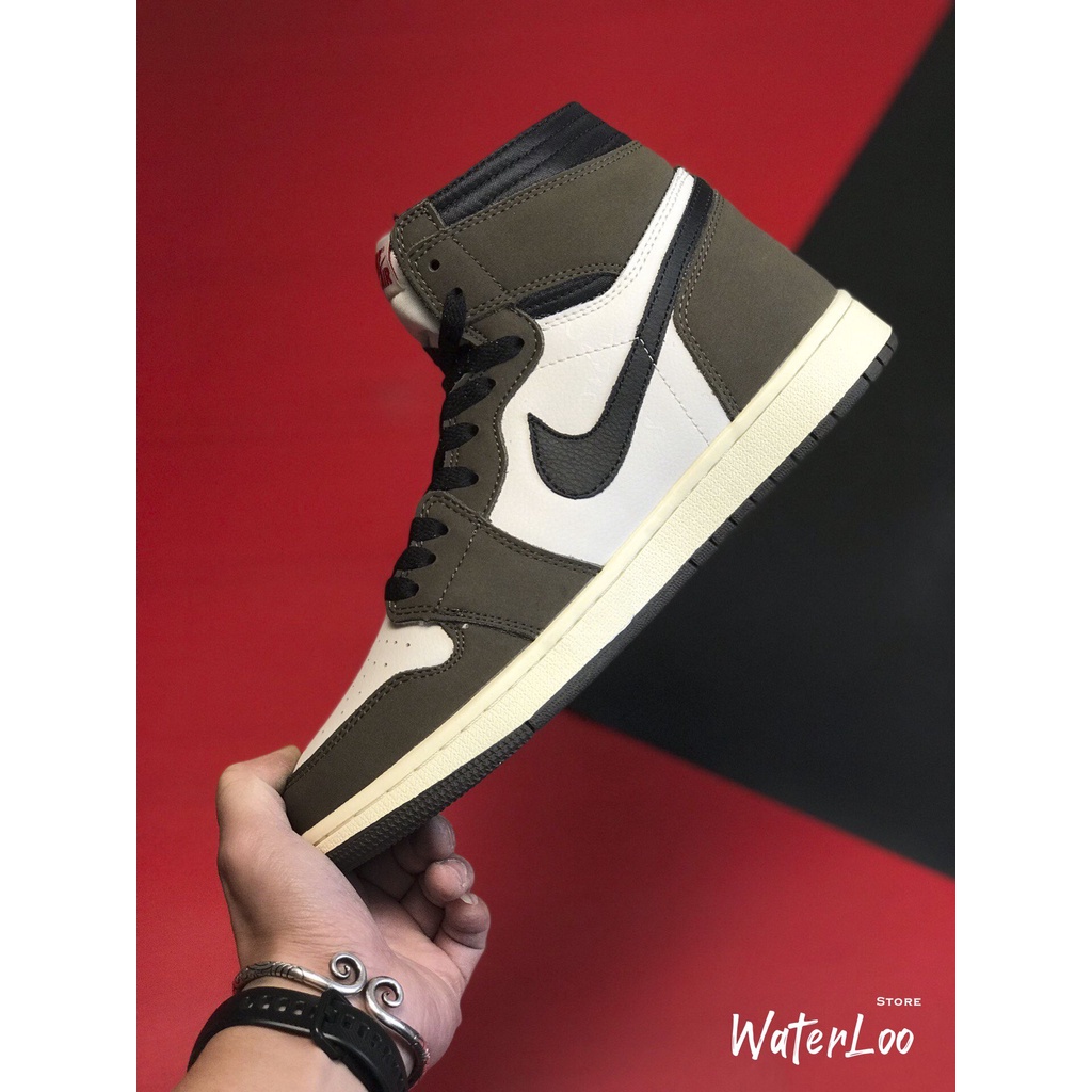 Giày Thể Thao Sneakers Air Jordan 1 Retro High Travis Scott Xám Nâu Phù Hợp Cho Cả Nam Và Nữ