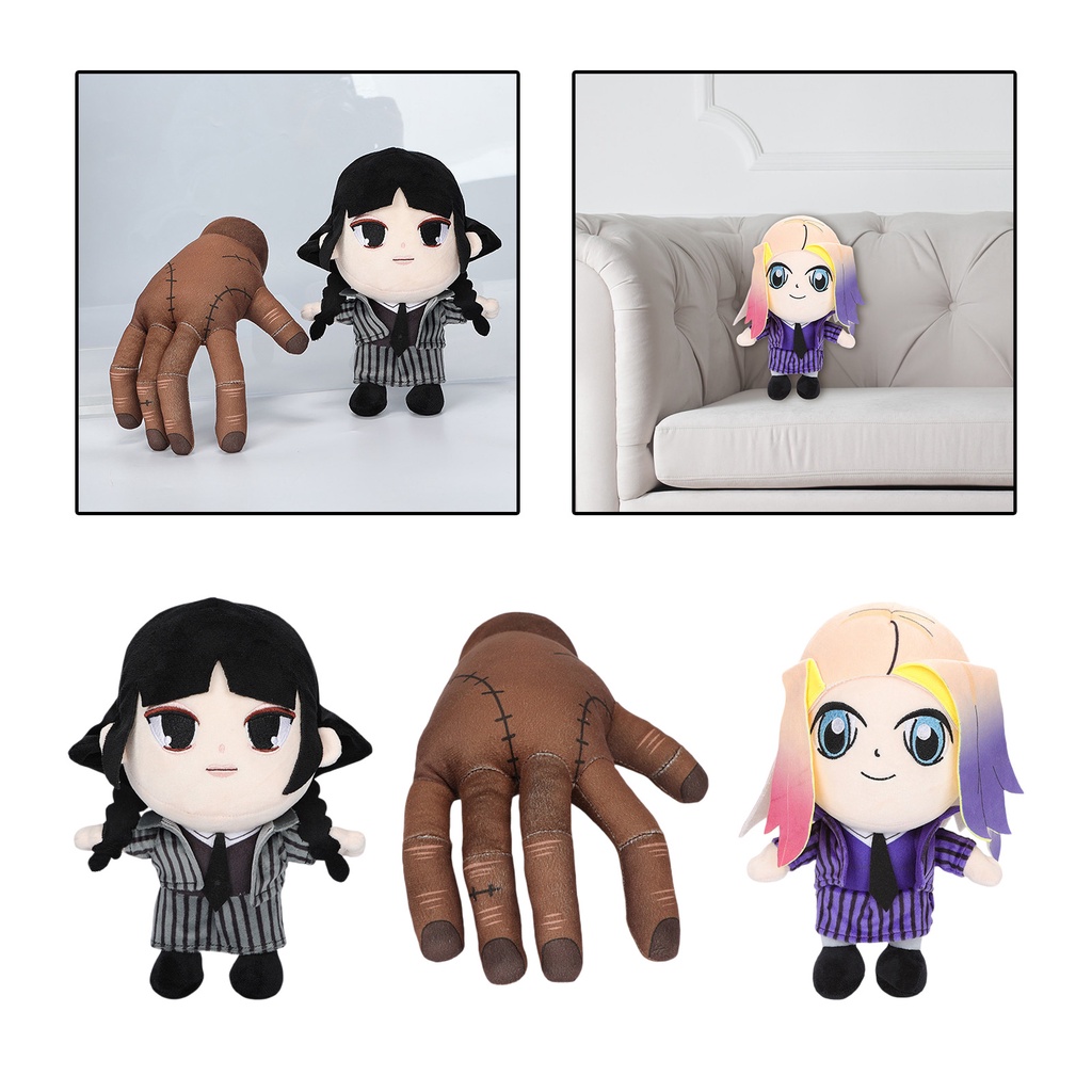 LAHOMIA Búp bê nhồi bông Wednesday Addams dùng làm quà tặng