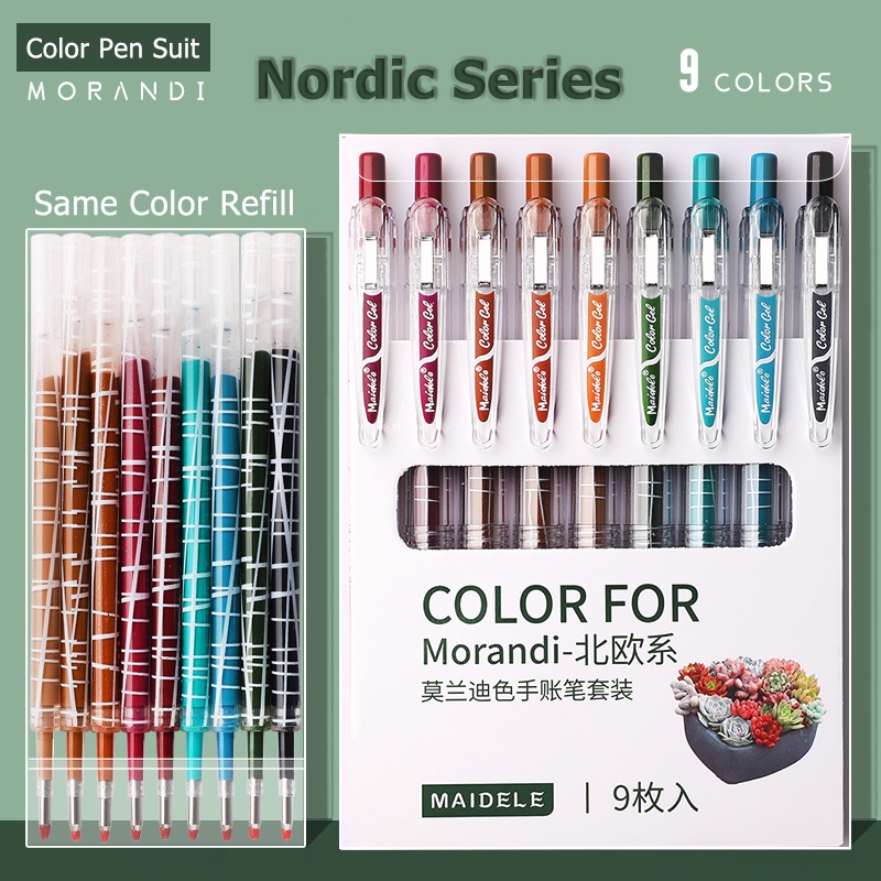 9 Pcs Bút Gel Màu Bộ Nhiều Màu Vẽ Graffiti Viết Ghi Chú Lấy Bút Gel Trường Cung Cấp Văn Phòng Phẩm