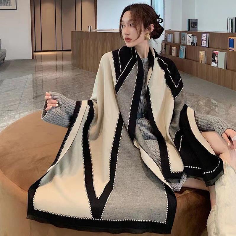 💥HOT💥 Khăn choàng len mềm mịn hoạ tiết trắng đen trơn, khăn choàng dạ mịn phong cách Hàn Quốc
