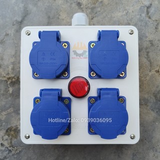 Bộ chia nguồn - hộp nguồn công nghiệp 4 ổ cắm - chống cháy - chịu tải - 16a 250v - hộp box 16x16cm