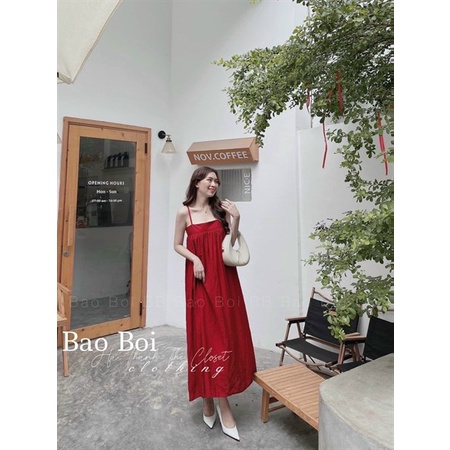 Đầm hai dây voan dáng suông rộng