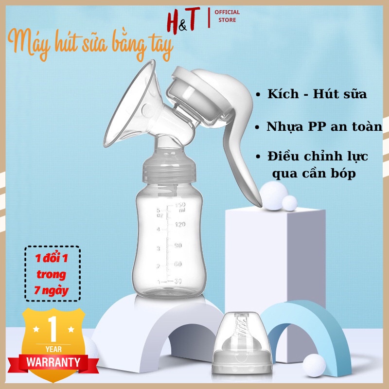 Máy hút sữa bắng tay, máy vắt sữa tiện lợi có đệm massage êm ái, không đau rát điều chỉnh lực hút bằng tay đơn giản