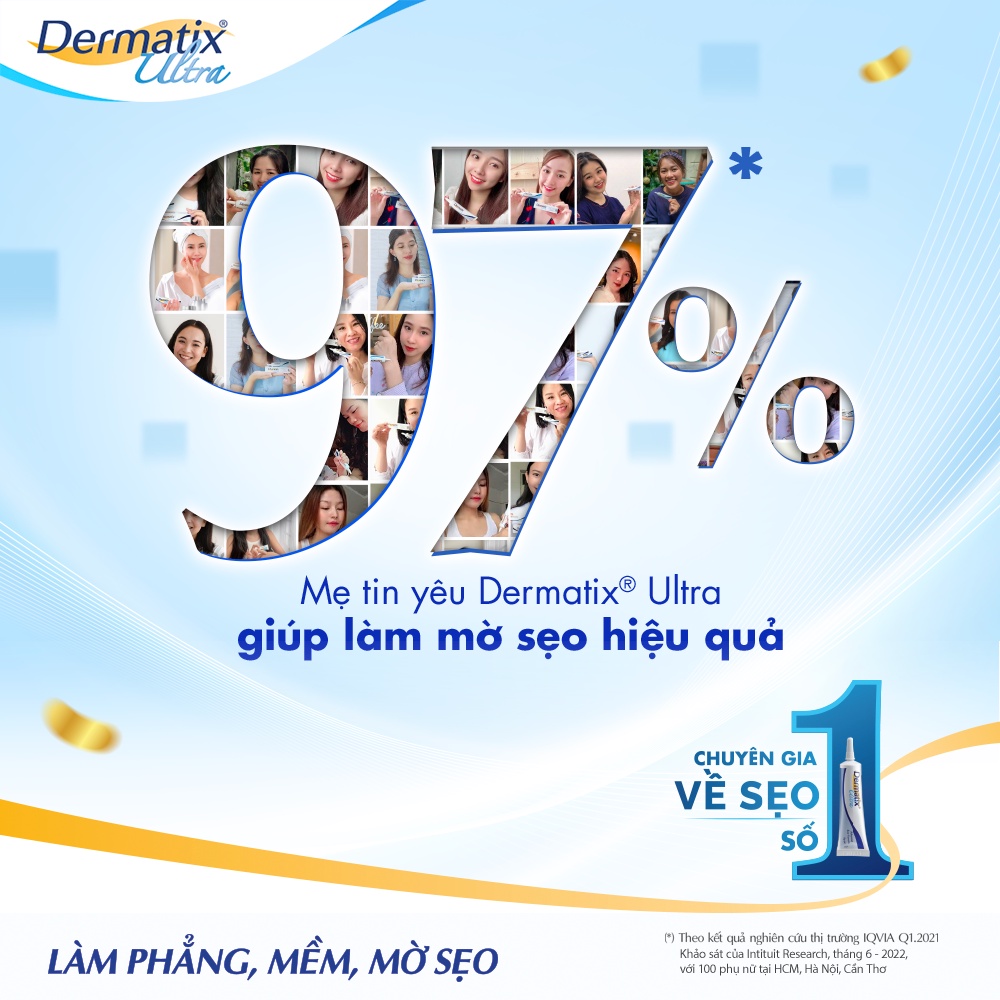 Gel làm mờ sẹo và làm phẳng sẹo lồi, sẹo thâm Dermatix Ultra 15g