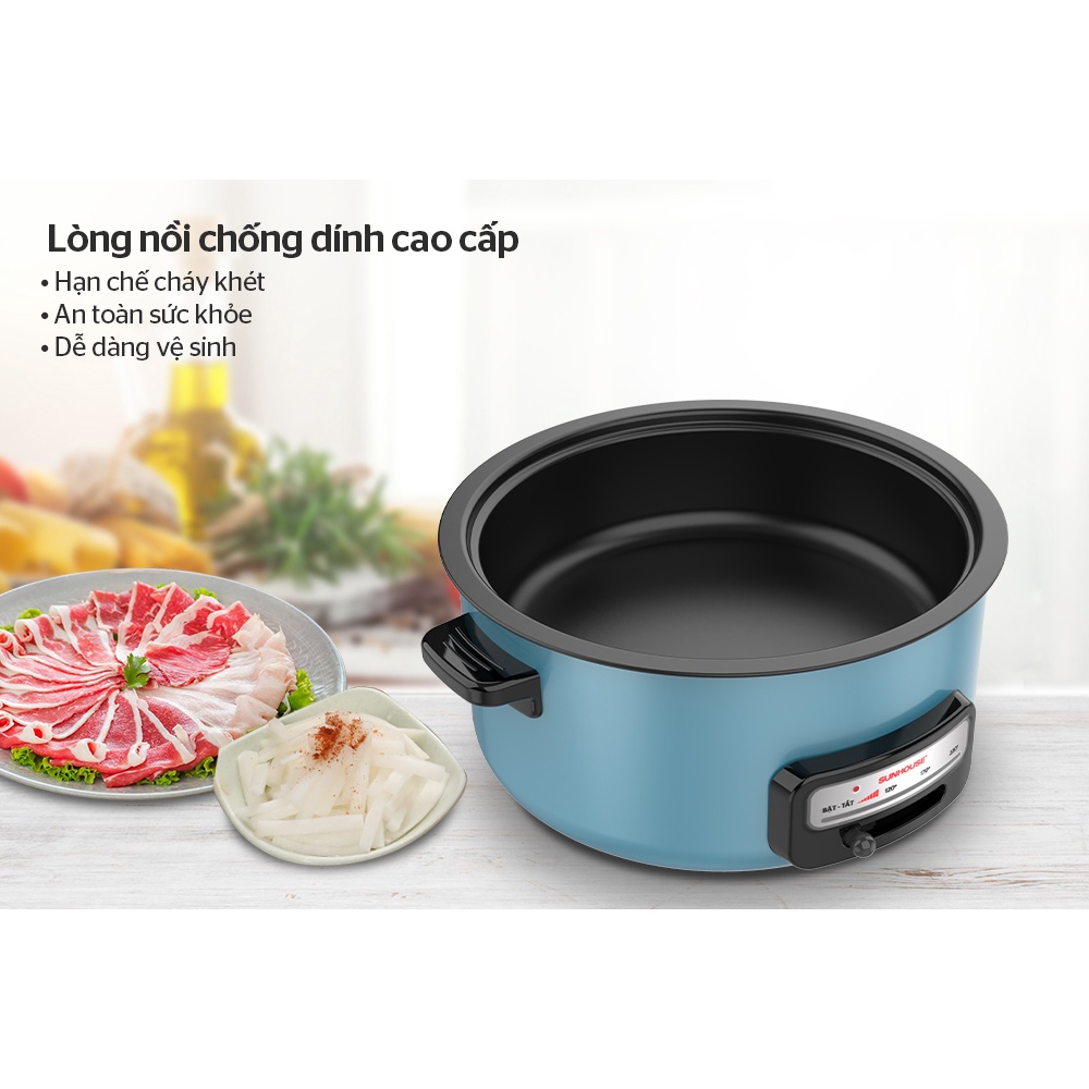 Lẩu điện 3,5 lit Sunhouse SHD4527 Chống Dính , Bảo Hành chính Hãng 12 Tháng