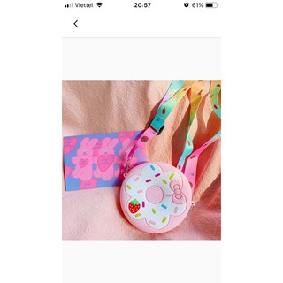 Túi Đeo Chéo Silicone Hình Bánh Donut Cho Bé Gái