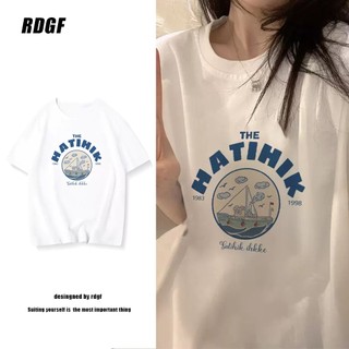 RDGF Áo Thun cotton Tay Ngắn Cổ Tròn Dáng Rộng Thời Trang Xuân Hè 2023 Hàng Mới Dành Cho Bạn Nữ