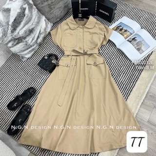 Đầm xòe thô có túi tay liền kèm đai! 290k