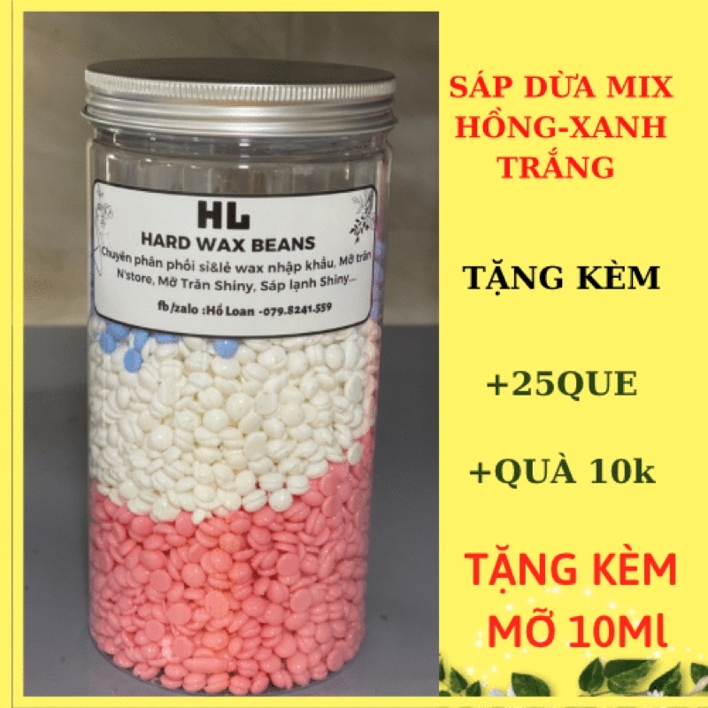 Hủ 500gr sáp wax dừa  cao cấp tặng kèm que gỗ và mỡ trăn, sáp loại 1, siêu bám lông, siêu thơm