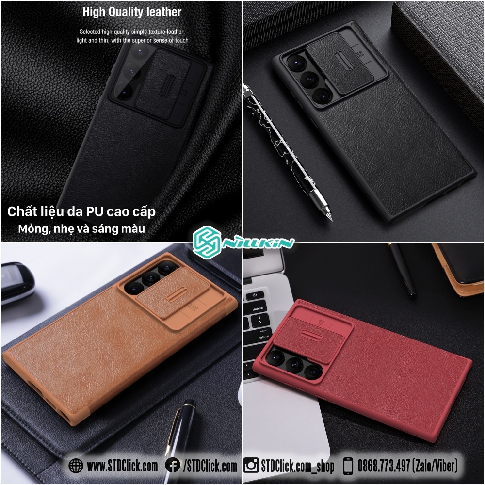 BAO DA SAMSUNG GALAXY S23 ULTRA 5G NILLKIN QIN PRO BẢO VỆ CAMERA CHÍNH HÃNG