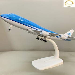 Mô hình máy bay kim loại klm màu xanh cao cấp 20cm có bánh xe mới nhất 2023