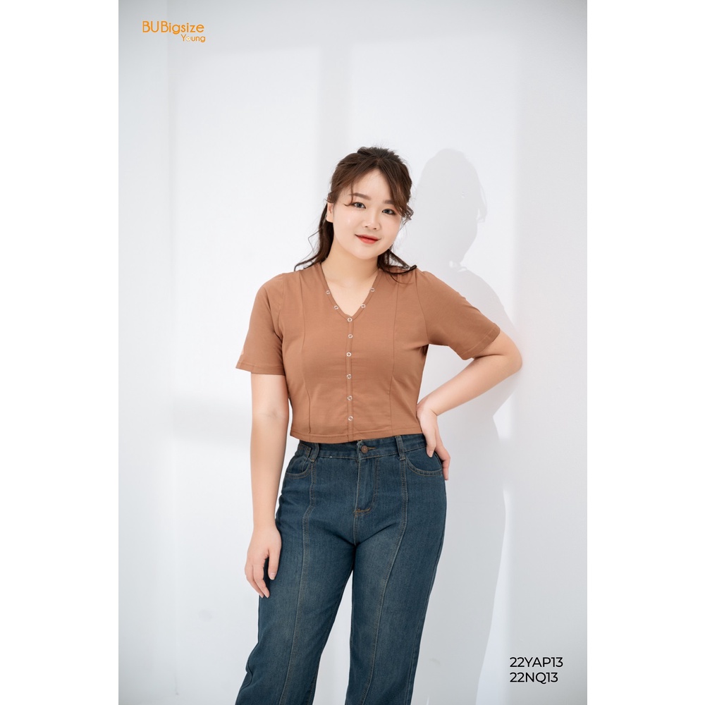 Quần jean suông trần chỉ BIGSIZE (55kg đến 95kg) - 22NQ13 - [BU Bigsize Young]