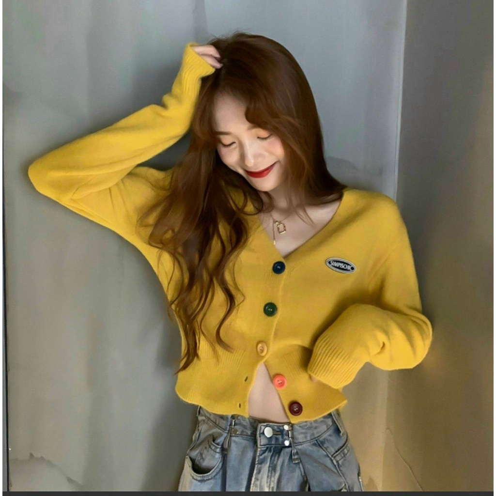 ÁO KHOÁC CARDIGAN THUN GÂN ĐỦ MÀU PHỐI NÚT XINH ĐẸP