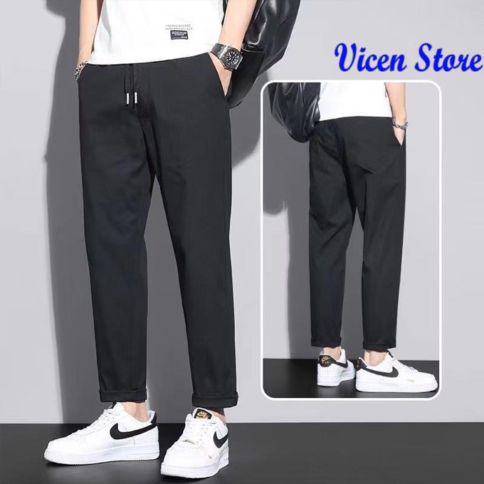 [MÃ VICEN30K250 GIẢM 15% TỐI ĐA 30K] Quần Baggy Kaki Cạp Chun Chất Kaki Cao Cấp VICENZO Ống Suông Thoải Mái. Quần Baggy | BigBuy360 - bigbuy360.vn