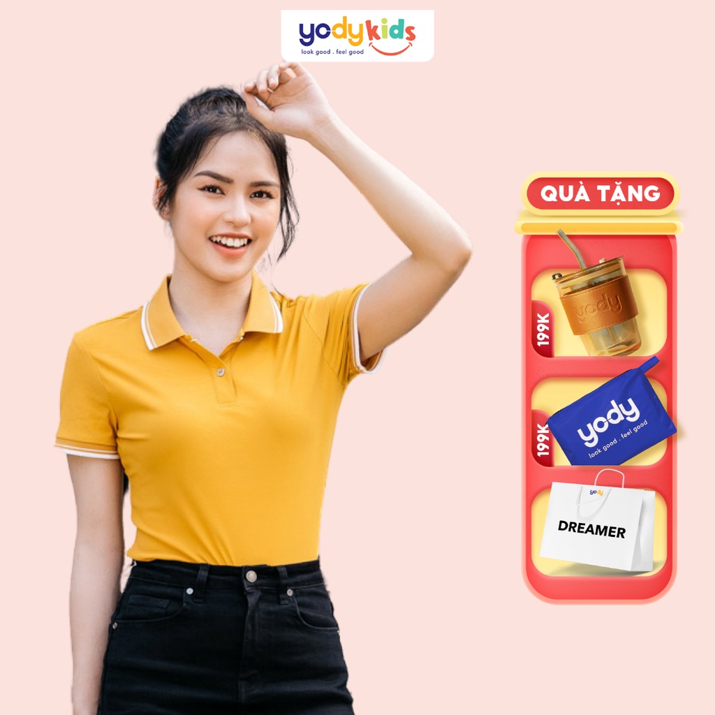 Áo thun polo nữ YODY chất liệu airycool thoáng mát phối bo viền cổ APN5380