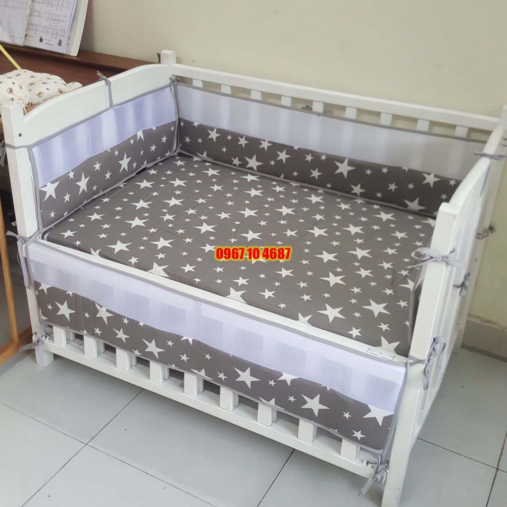 Set 4 tấm quây phối lưới 3D size 62x114 cm ( cũi 6in1 )