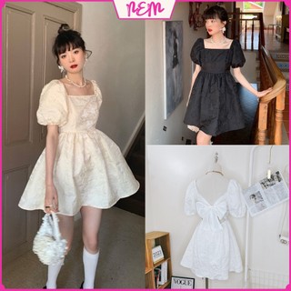 Váy cổ vuông - Đầm gấm thắt nơ lưng phong cách cổ điển cực sang trọng cho các nàng NEM Store102