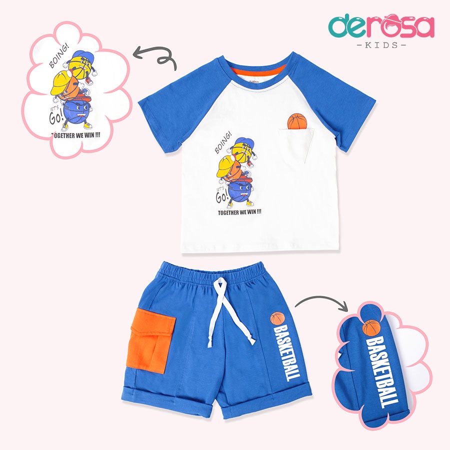 Bộ quần áo cộc tay hè bé trai DEROSA KIDS từ 2 đến 6 tuổi ASKD415-552B