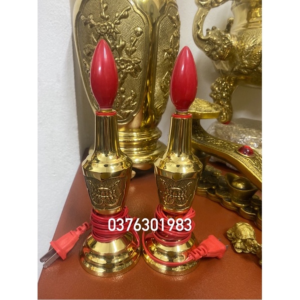 Cặp chân đèn điện bằng đồng cao 22cm