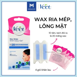 Wax VEET triệt lông mặt và tẩy ria mép bằng giấy hiệu quả