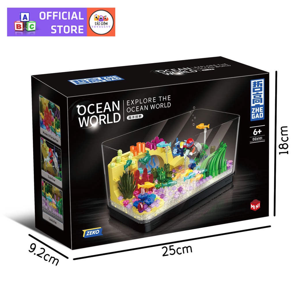 Đồ Chơi Lắp Ráp Mô Hình Trưng Bày Bể Cá Đại Dương Marvelous Oceanarium ZheGao 6101 Với 520+ PCS