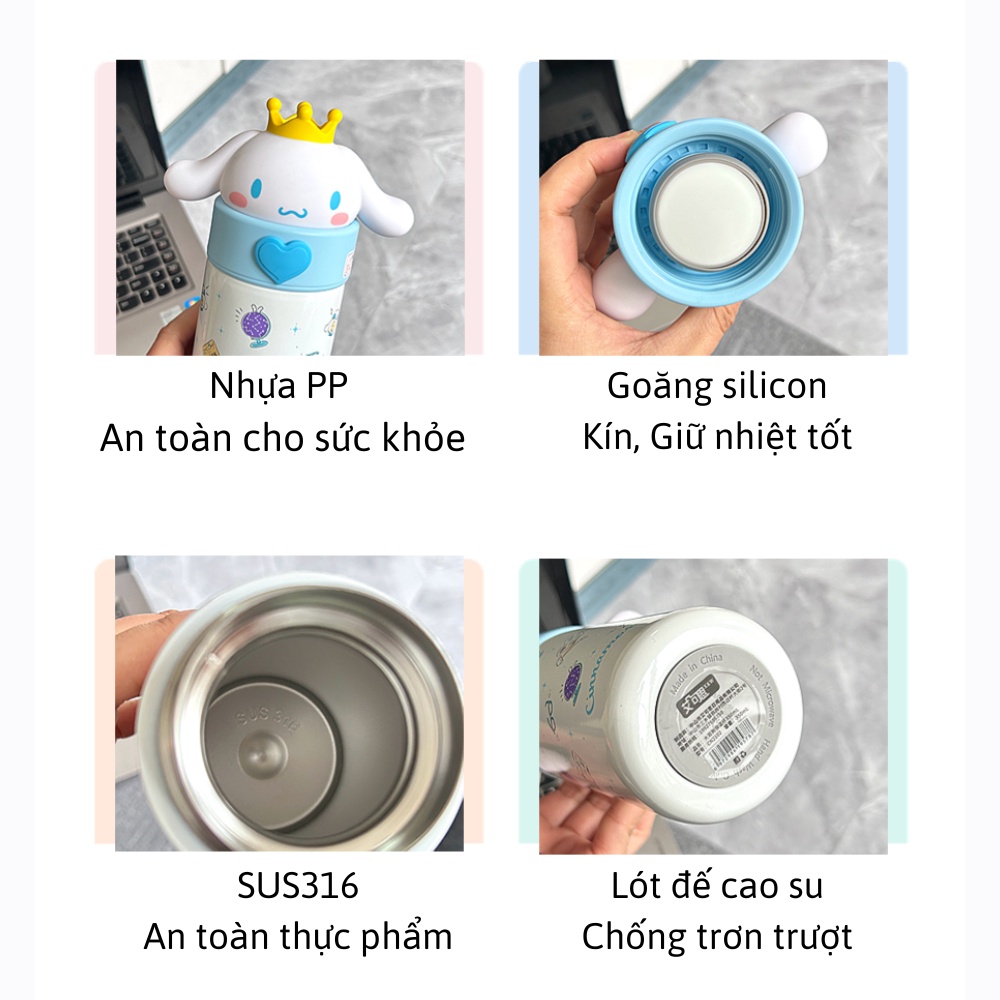Bình giữ nhiệt SANRIRO 350ml, Bình nước hình linh thú đáng yêu - BN55