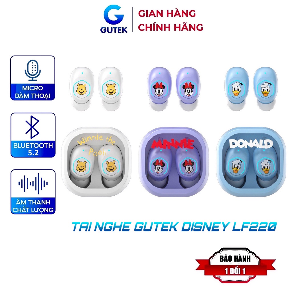 Tai nghe bluetooth không dây Gutek Disney LF220 v5.2 chính hãng âm thanh HIFI có mic đàm thoại