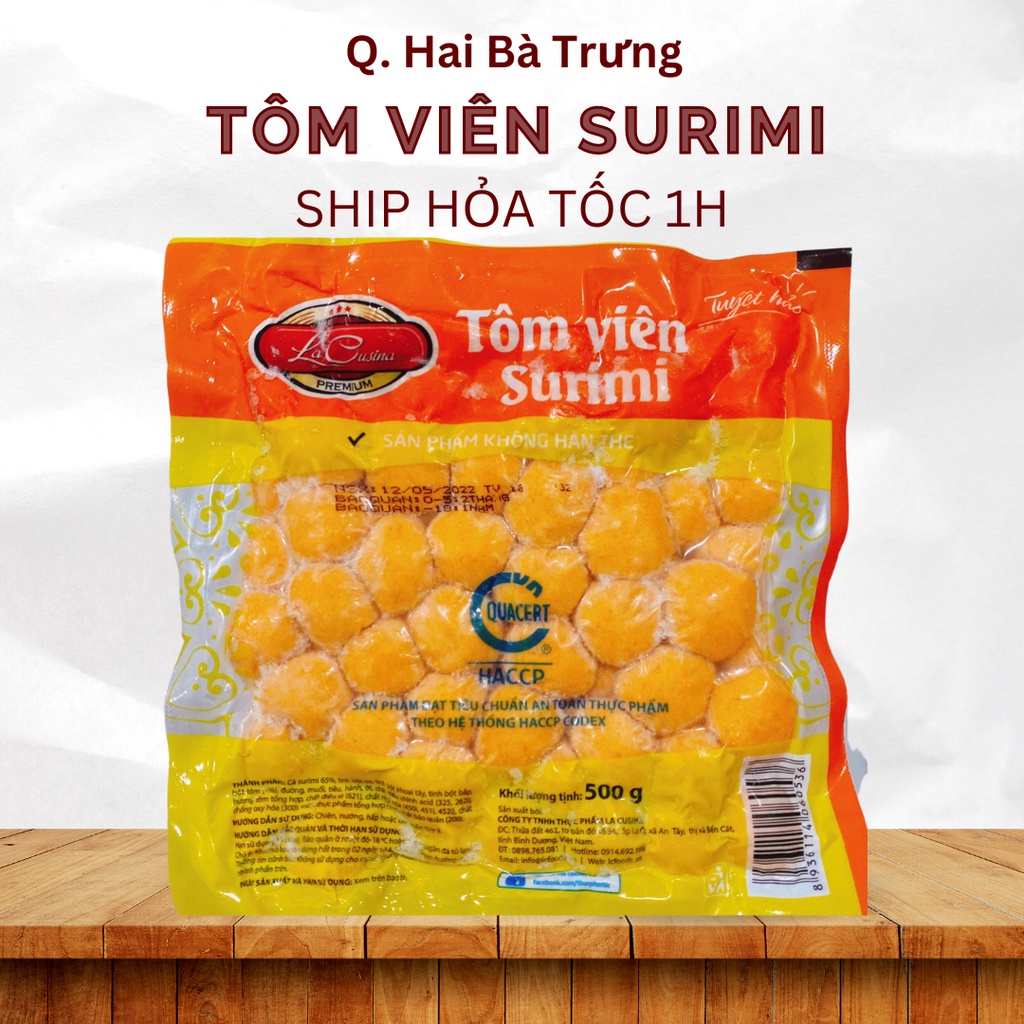 Tôm Viên Lacusina ăn vặt, thả lẩu tiện lợi gói 500g