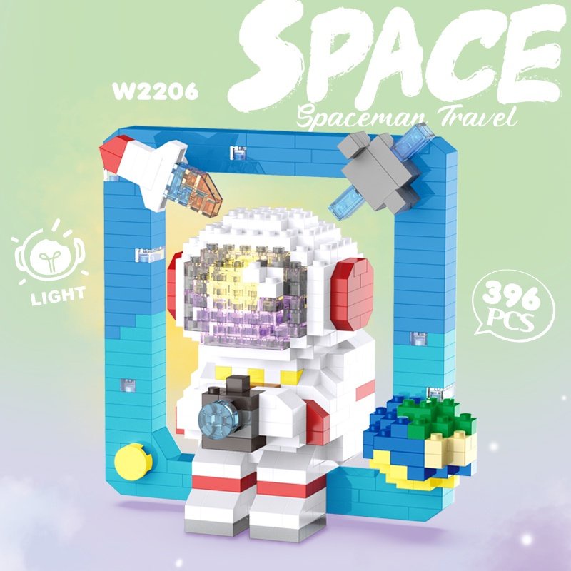 Lắp ráp Phi Hành Gia xếp hình Có Đèn, đèn ngủ, quà tặng sinh nhật lego mini SPACE BRICKS