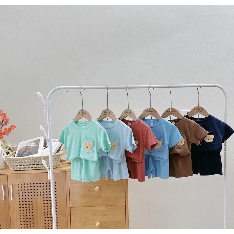 Bộ tăm lạnh thêu gấu cho bé 8-20kg