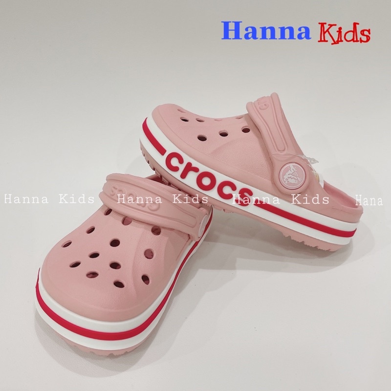 TẶNG 12 STICKER - Dép Cross cho bé gái HannaKids màu Hồng Sục Cross Baya cho trẻ em nam nữ giày xục Clog Kid xuất khẩu