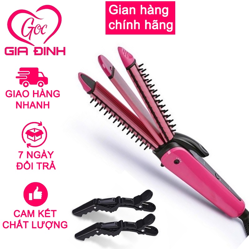 Lược điện uốn, duỗi, bấm xù  tóc 3 in 1 đa năng 8890 + tặng 01 kẹp vịt