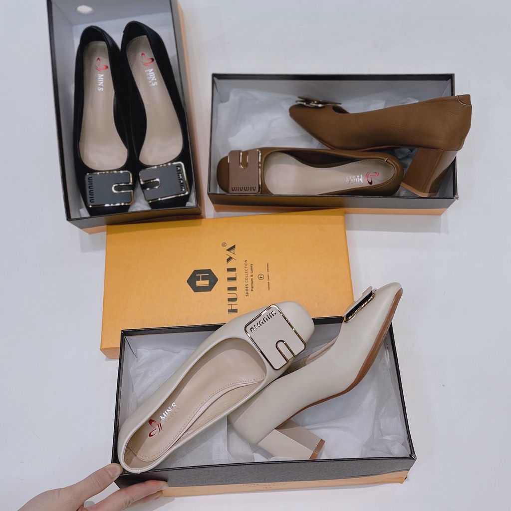 Min's Shoes - Giày Gót Vuông Công Sở Da mềm Cao Cấp VN117 Form Rộng Nên Đi Lùi Size