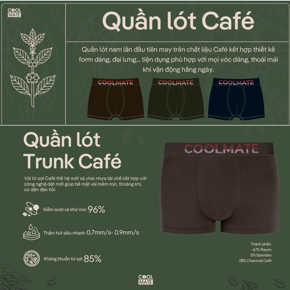 Combo 03 quần lót nam Trunk Café khử mùi - thương hiệu Coolmate sale