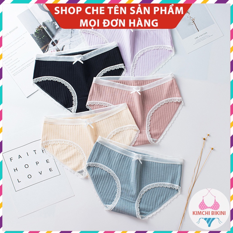 Quần xịt nữ viền ren phối lưới siêu cute KIMCHIBIKINI Quần lót nữ thoáng mát mềm mại dễ thương QL085