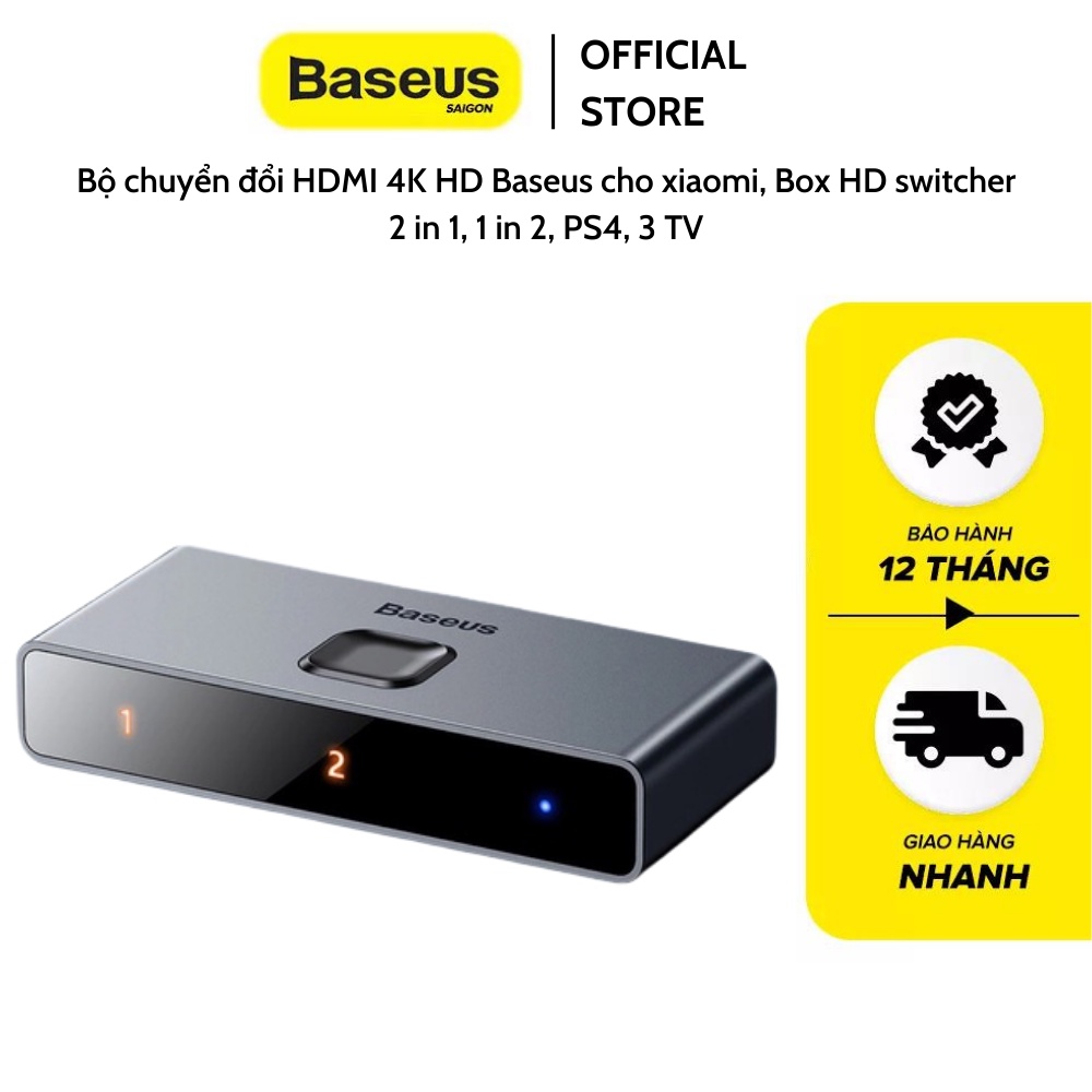 Bộ chuyển đổi HDMI 4K HD Baseus cho xiaomi, Box HD switcher 2 in 1, 1 in 2, PS4, 3 TV
