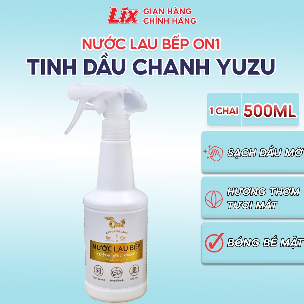 Nước lau bếp năng On1 500ml N6701 tinh dầu chanh Yuzu giúp làm sạch bụi bẩn, dầu mỡ, cặn bám lâu ngày