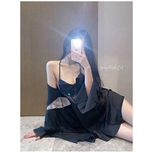 SĂN GIÁ SỈ - Set váy hai dây kèm choàng lụa bo eo hàng Quảng Châu cao cấp