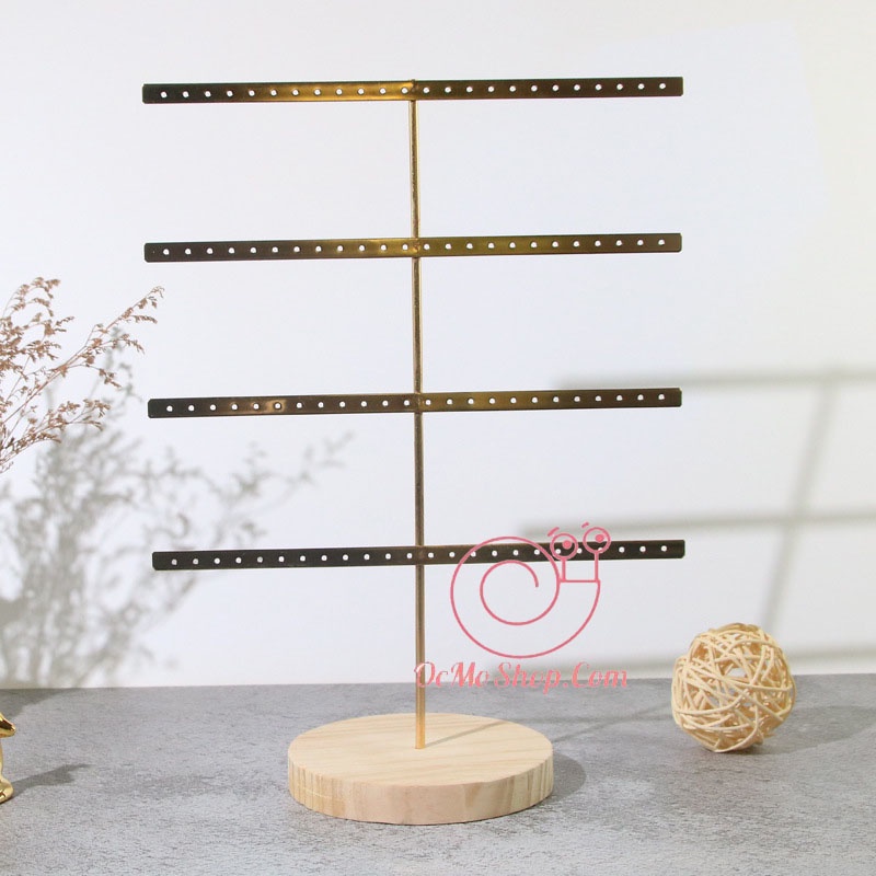 Kệ Trưng Bày Bông Tai, Kệ Treo Bông Tai Dạng Đứng 96 Lỗ chân đế bằng gỗ cao cấp