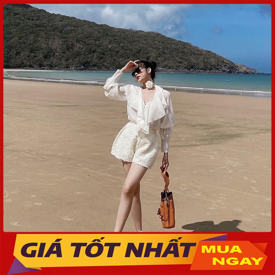 Set Bộ Tiểu Thư Áo Pha Bèo Mix Quần Short Hàng Quảng Châu SB4004 - Yamy888