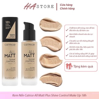 Kem Nền Catrice All Matt Plus Shine Control Make Up 18h Kiềm Dầu Mỏng Mịn Tự Nhiện Rạng Rỡ