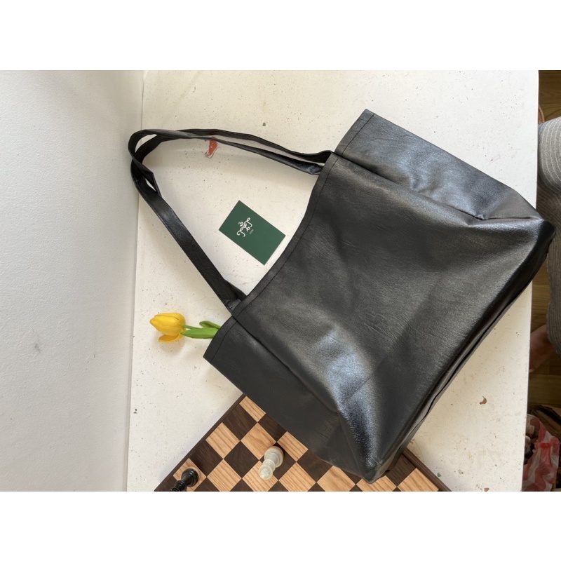 Túi tote da unisex size to (có sẵn, hình thật)