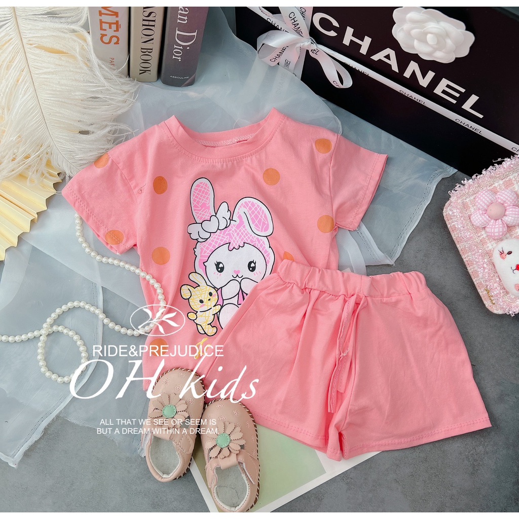 Đồ bộ bé gái , sét bộ quần áo chất cotton họa tiết mèo chấm bi tay rơi siêu xinh cho bé gái.