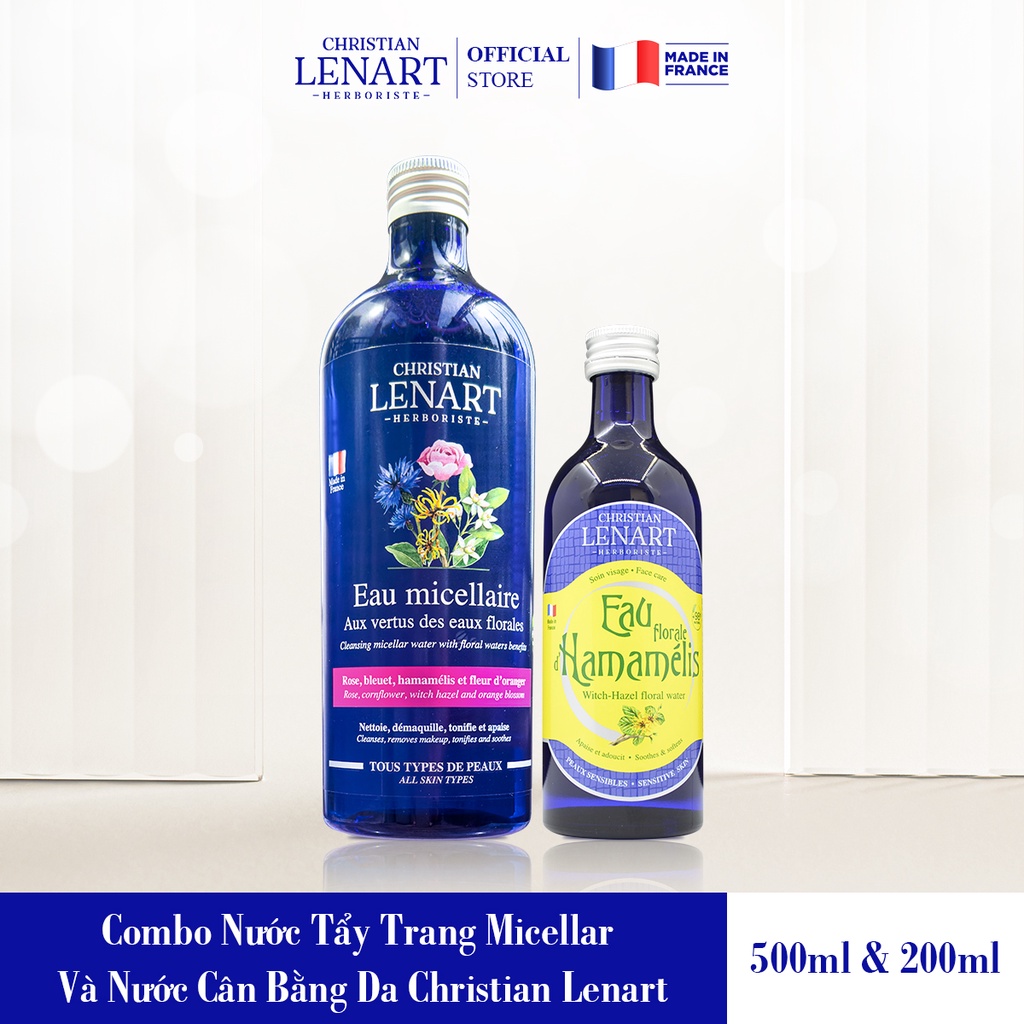 Combo Nước Tẩy Trang Micellar Dưỡng Da 4in1 500ml Và Nước Cân Bằng Da 200ml Christian Lenart