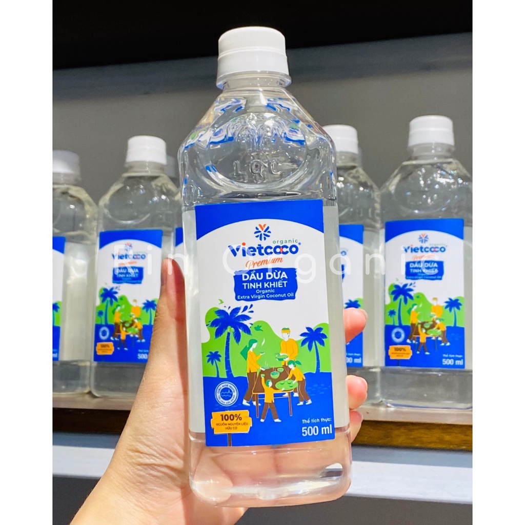 Dầu dừa tinh khiết tươi lạnh hữu cơ 100% nguyên chất ép lạnh Vietcoco organic coconut oil