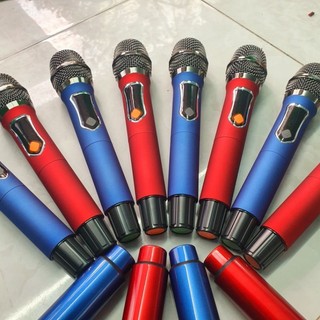 Micro loa kéo kim loại mic uhf set tần số mẫu mới màu xanh đỏ - linh kiện điện tử lắp ráp loa kéo hát karaoke