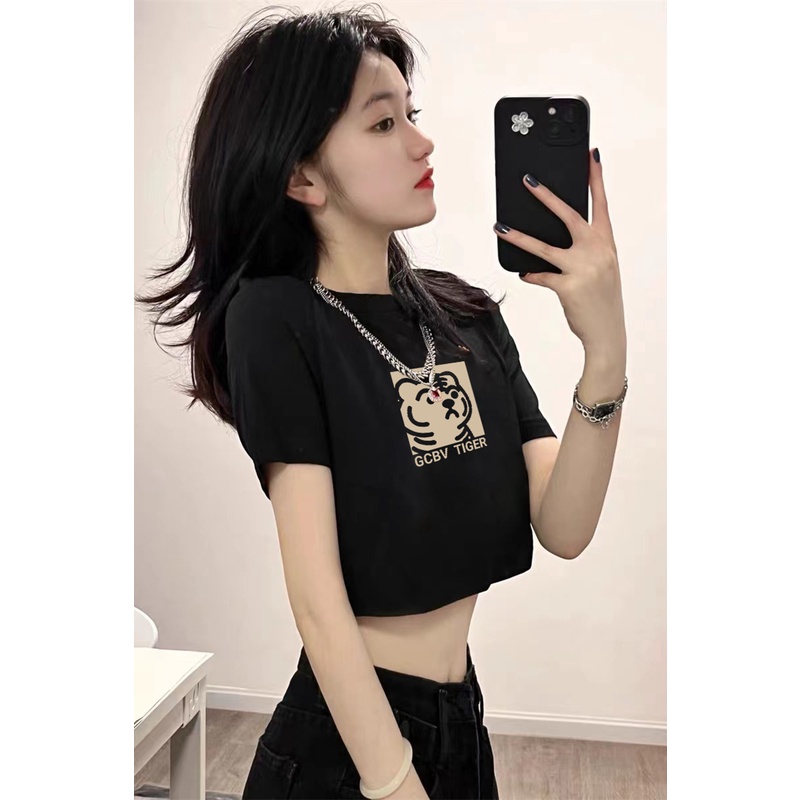 QADCOL Áo Croptop Tay Ngắn Dáng Rộng Mỏng Thời Trang Mùa Hè Xinh Xắn Cho Nữ