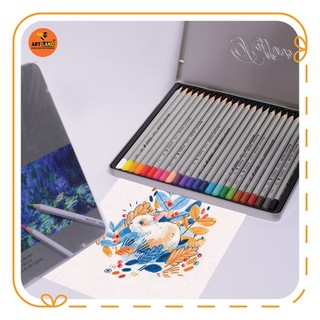 Bộ Chì Màu Hộp Thiếc Marco Raffine Set 24 Màu Xài Là Mê