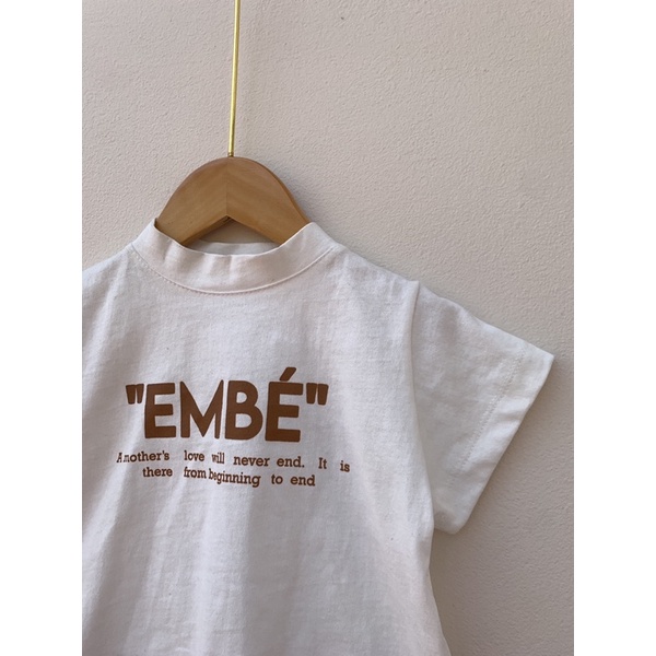 Áo thun, áo phông cotton 100% cho bé in chữ EMBE phong cách Hàn Quốc